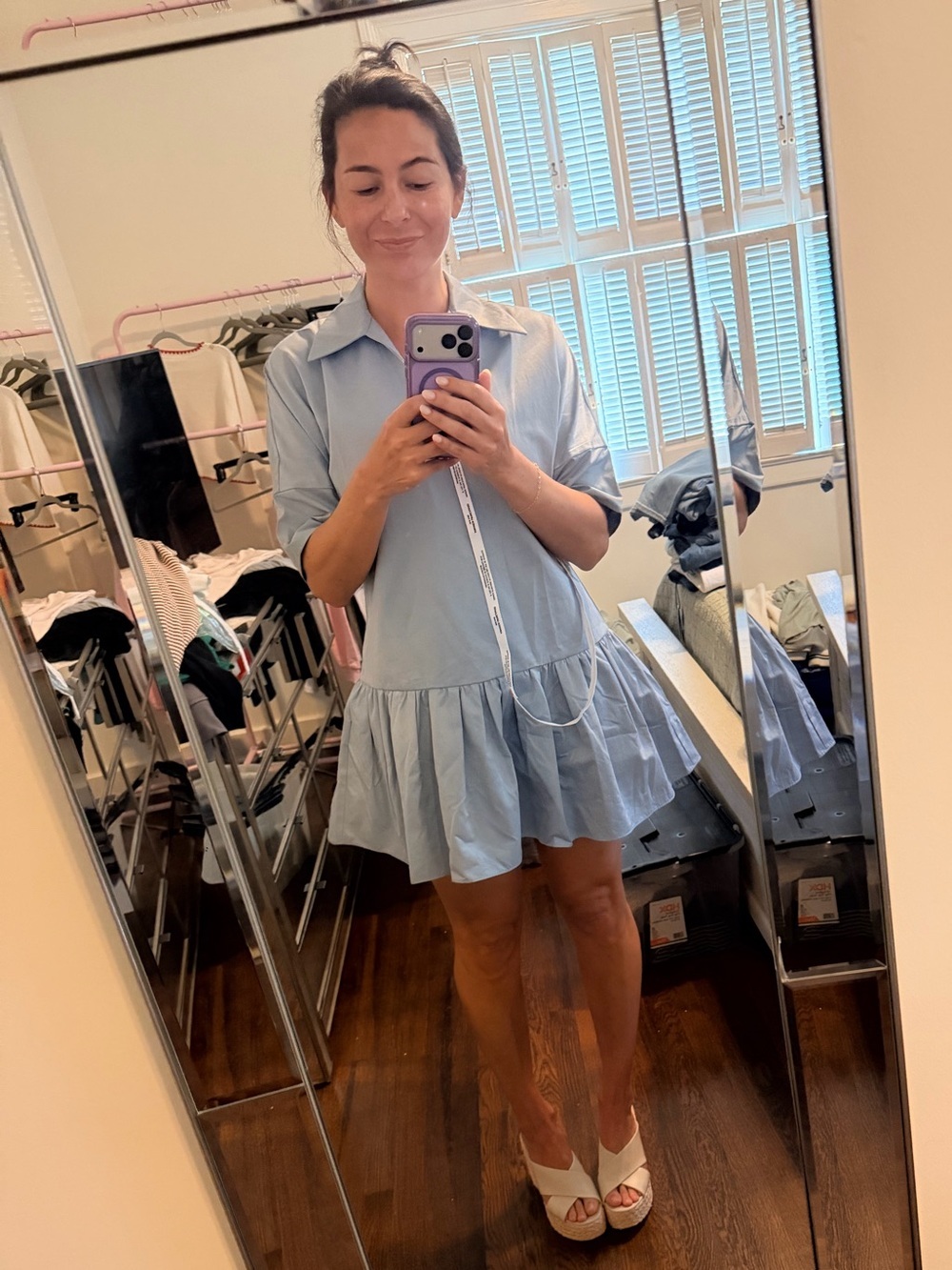 NWT Amanda Uprichard Light Blue Mini Shirt Dress Size Small